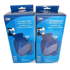 Blue Hot Water Bottle Thermal Compress with Fleece Cover | New Set of 2